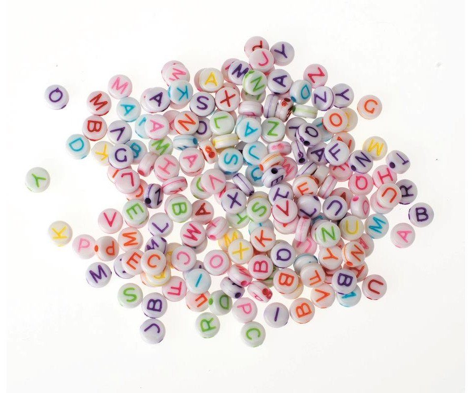 Bastelperlen Glorex Kunststoff-Scheiben mit Buchstaben 5 x 2 mm