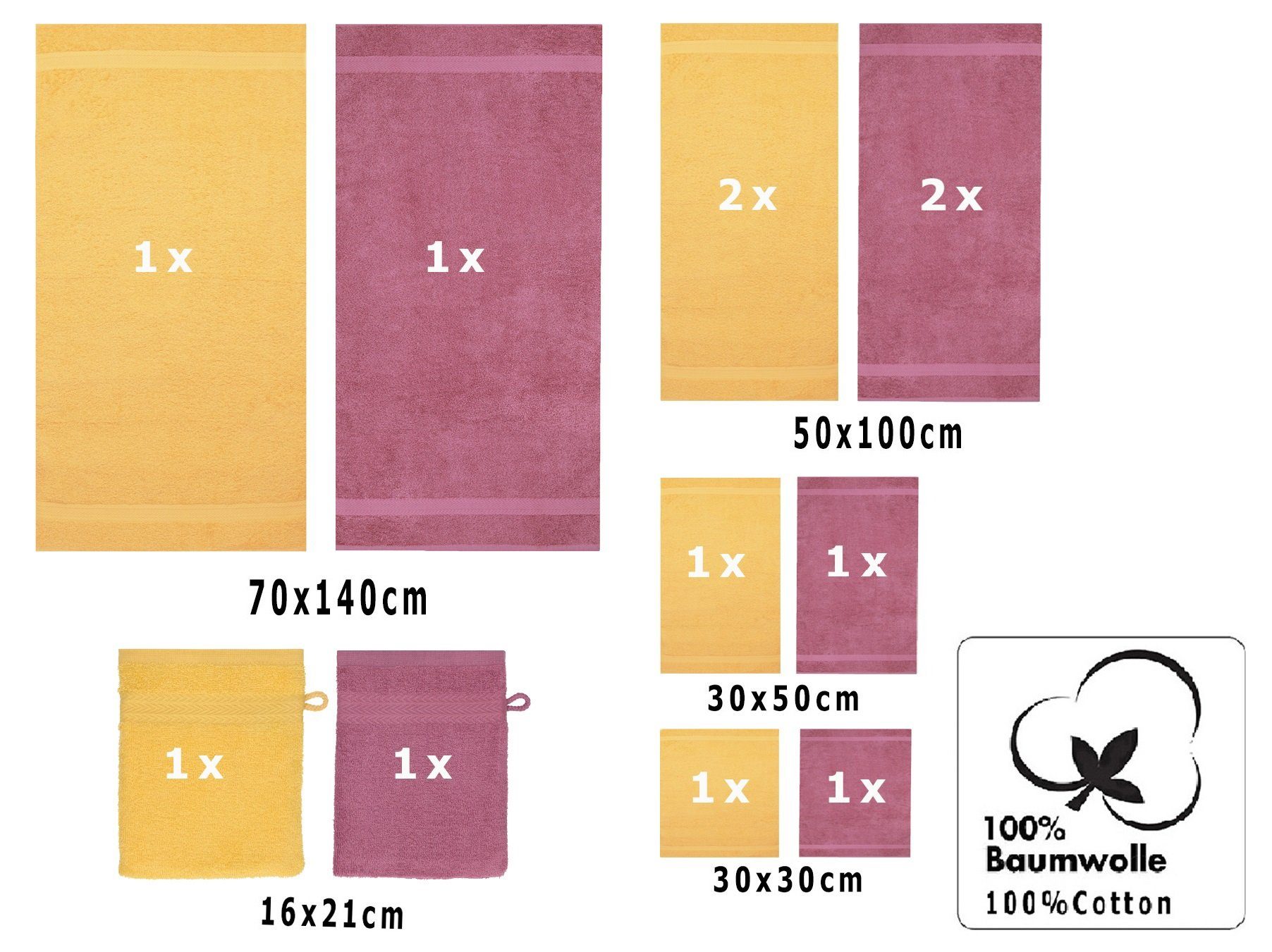 honiggelb/Beere, Betz Set Handtuch Premium 12-TLG. (12-tlg) Baumwolle, Set Handtuch