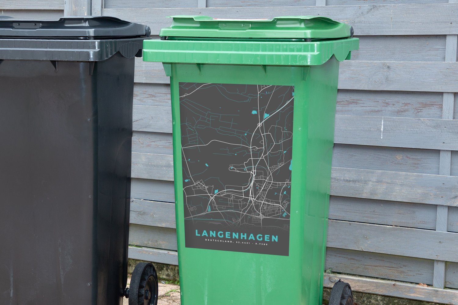 MuchoWow Langenhagen Karte St), Abfalbehälter Container, Stadtplan - Deutschland Sticker, Mülltonne, Wandsticker (1 - Mülleimer-aufkleber, -