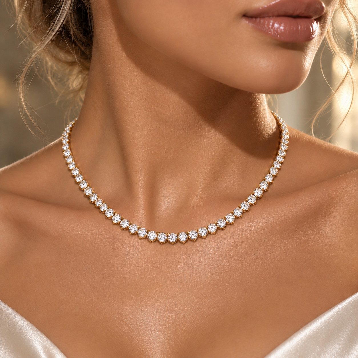 ROUGEMONT Collier Funkelnde Damen Collier Halskette -Zirkonia Tennis Halskette – Bild 2 von 5