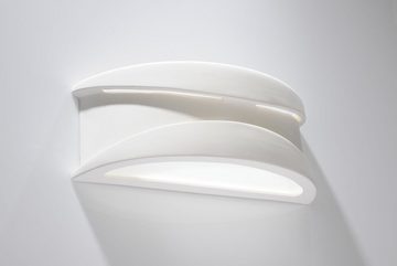 Licht-Erlebnisse Wandleuchte KERAMIKLEUCHTE, ohne Leuchtmittel, Wandlampe Weiß E27 Gips Modern Beleuchtung Flur Wohnzimmer