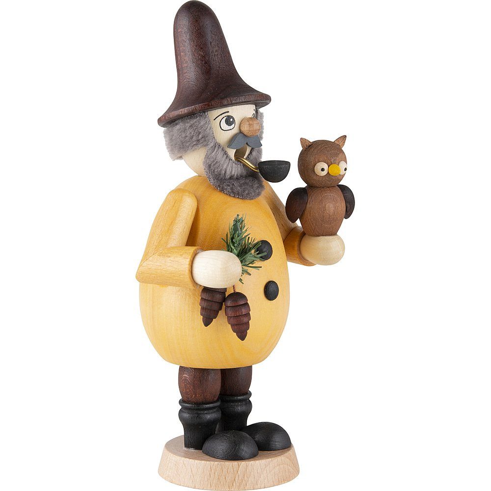 Ullrich Kunsthandwerk Räuchermännchen Waldwichtel mit Eule (17cm) Räuchermann von Ullrich Kunsthandwerk