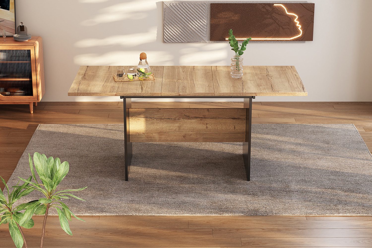 HAUSS SPOLE Esstisch Erweiterbarer 140/180x80cm, Holzmaserung günstig online kaufen