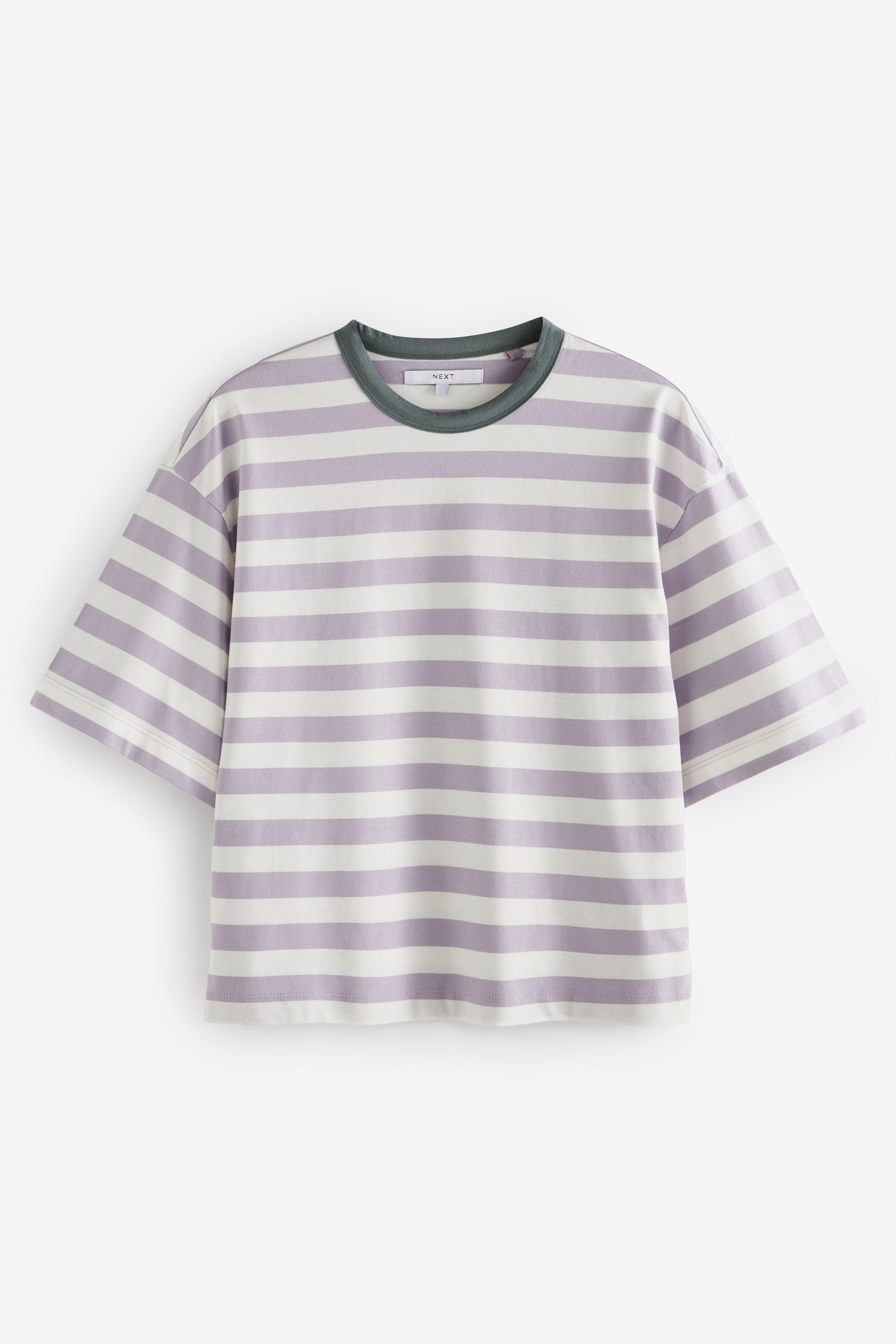 Next T-Shirt Kurzärmliges lockeres T-Shirt (1-tlg) Lilac Purple Stripe