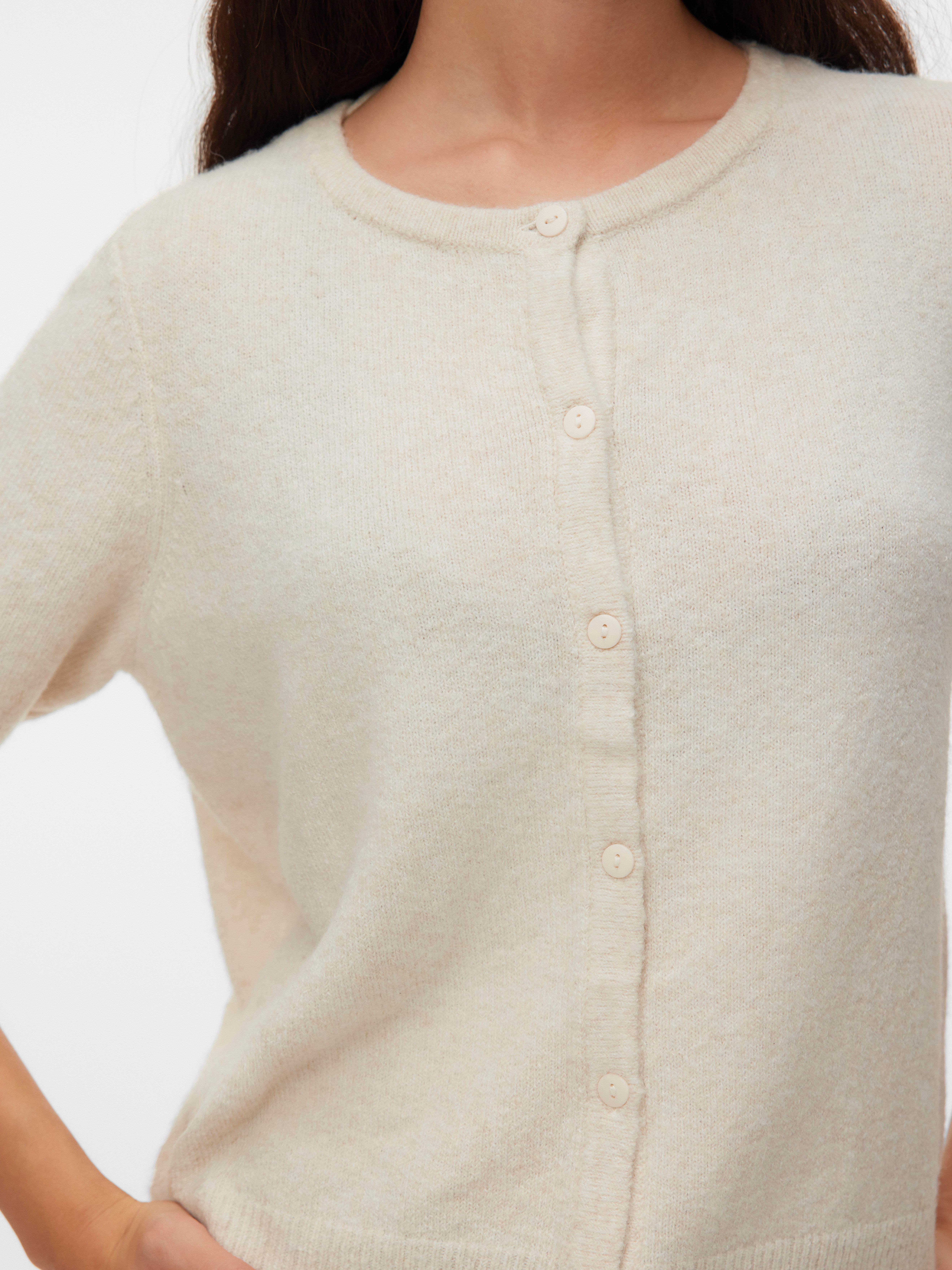 Vero Moda Strickjacke VMDOFFY 2/4 O-NECK BUTTON CARDIGAN NOOS Materialmix, regular fit