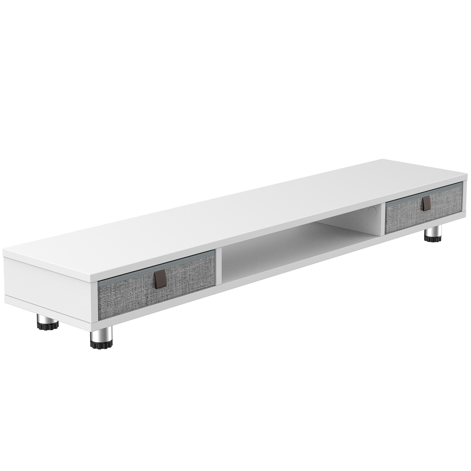 Fenge Monitorständer für 2 Monitore, (Monitorerhöhung mit Schubladen, Bildschirmerhöhung, Schreibtischaufsatz, Laptoperhöhung)