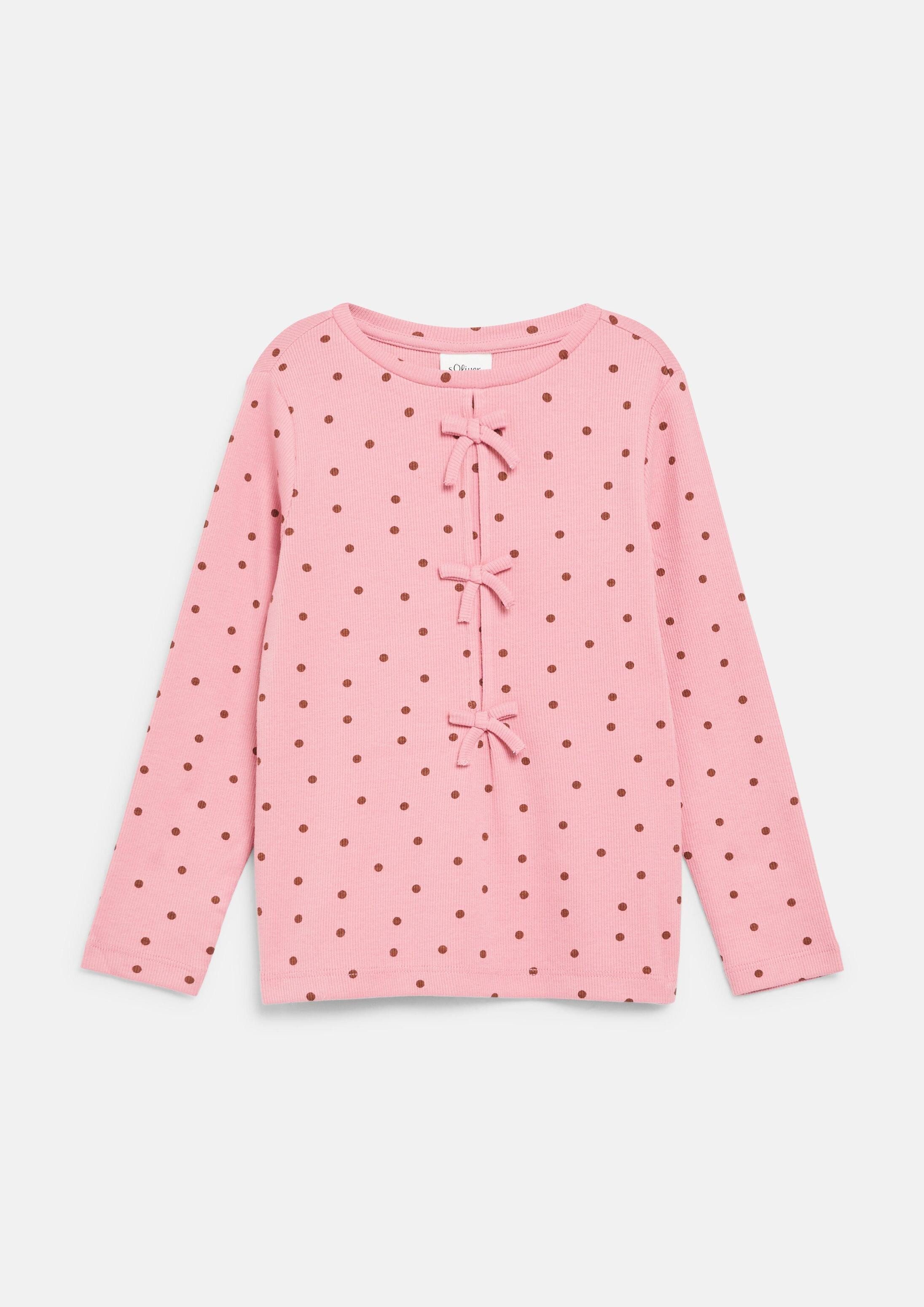 s.Oliver Langarmshirt T-Shirt Langarmshirt mit Schleifen aus Rippware