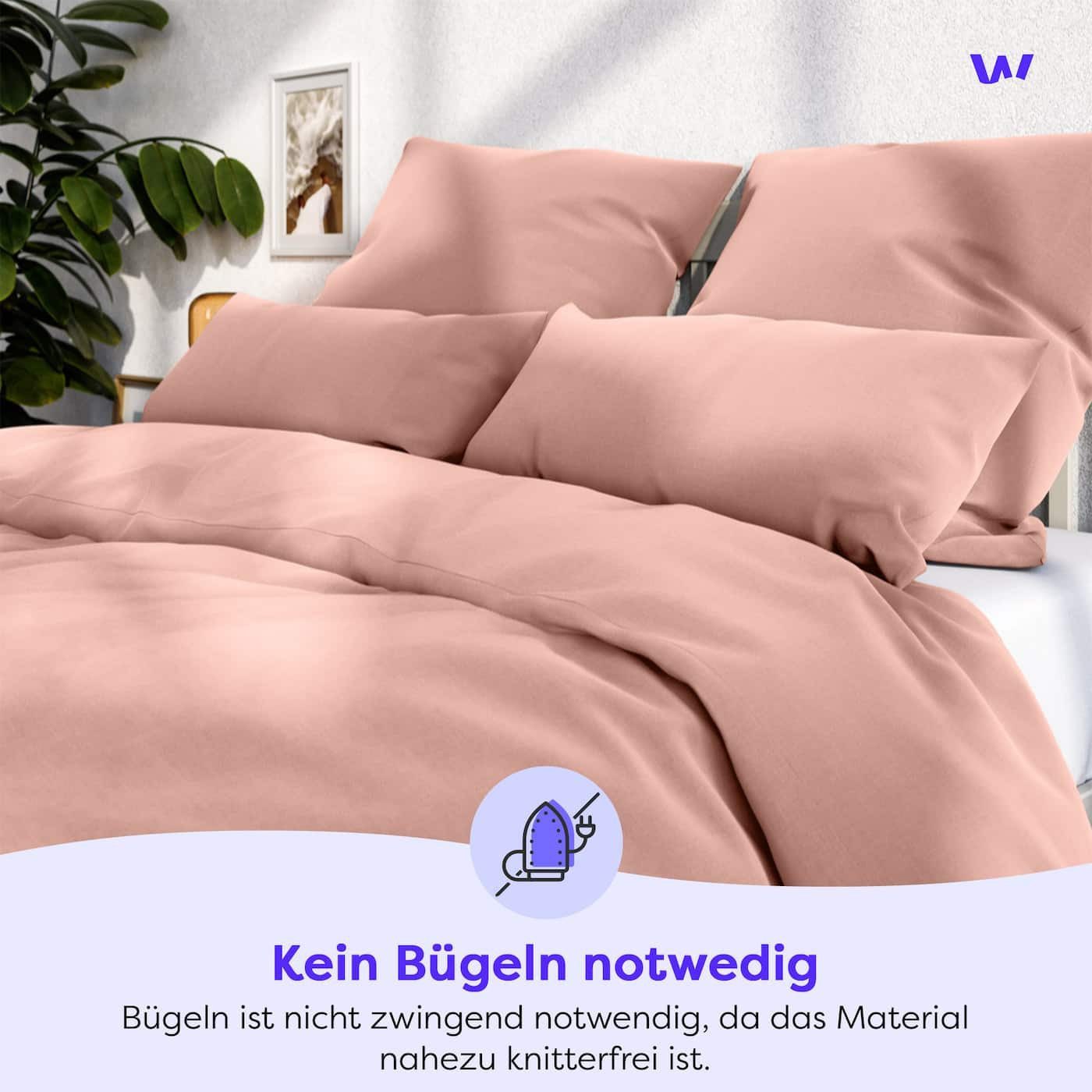 Wolkenfeld Bettwäsche Allergiker Bettwäsche, unfassbar weich, Microfaser, 2 teilig, 135x200 cm, 155x220 & Übergrößen I inkl. Kissenbezüge 80x80 I Uni