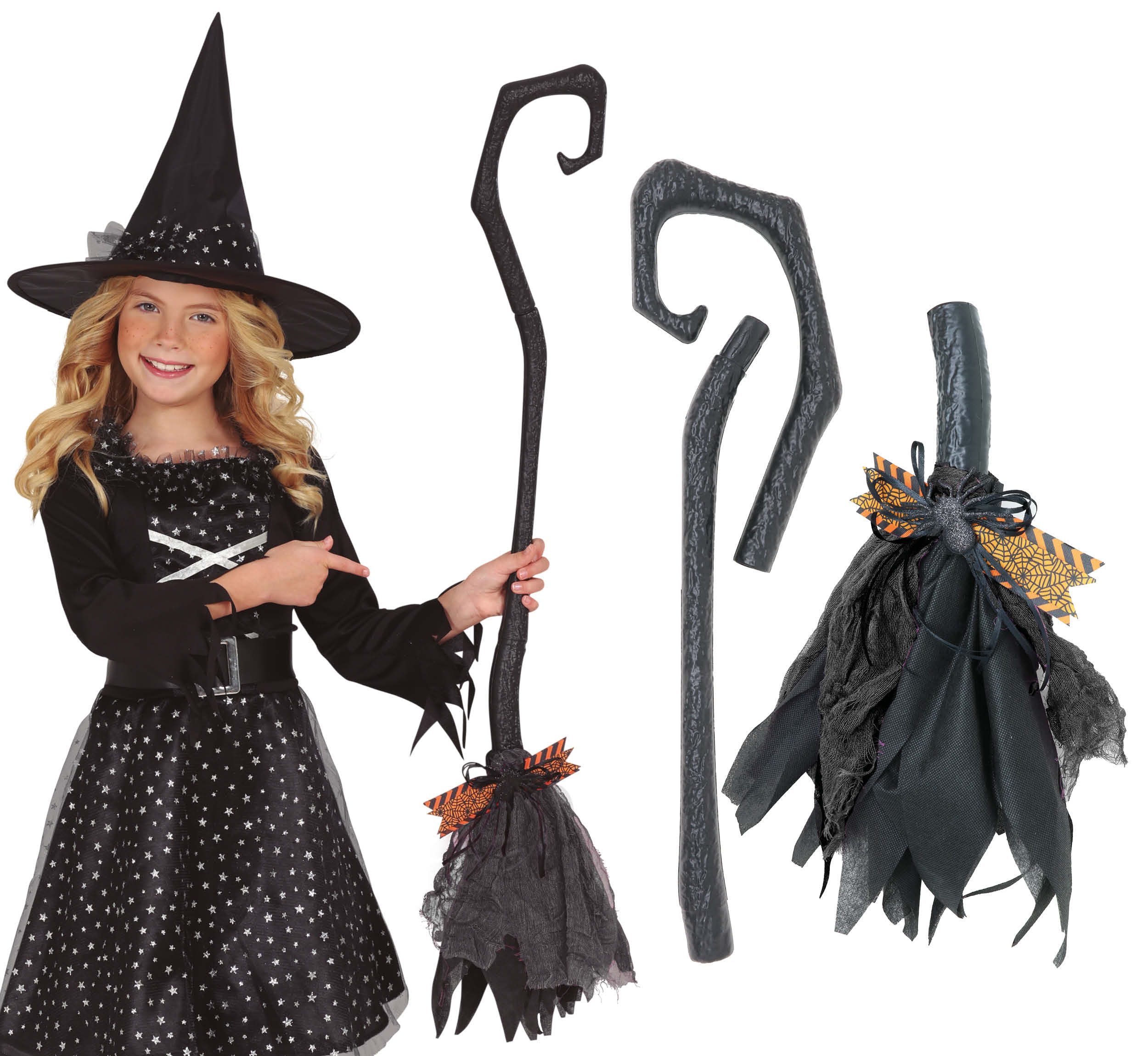 Fiestas Guirca Kostüm, Hexenbesen Halloween Accessoire Mystische Zauberstäbe Mehrteilig 90cm
