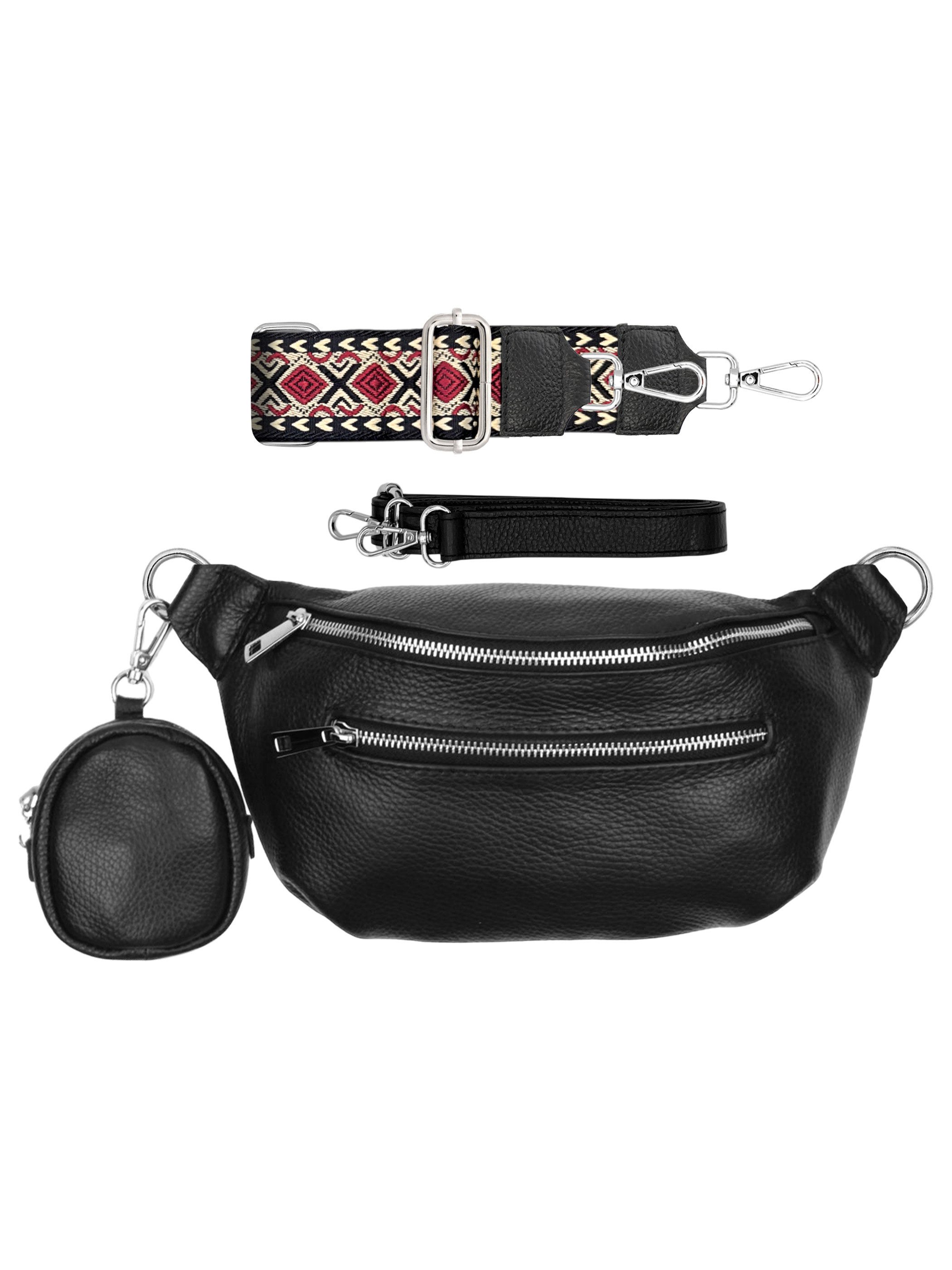 SEVA Gürteltasche Umhängetasche Damen Leder, Crossbody Schultertasche mit Portemonnaie (Vielen Farben), Festival Bauchtasche mit Geldbörse, Made in Italy