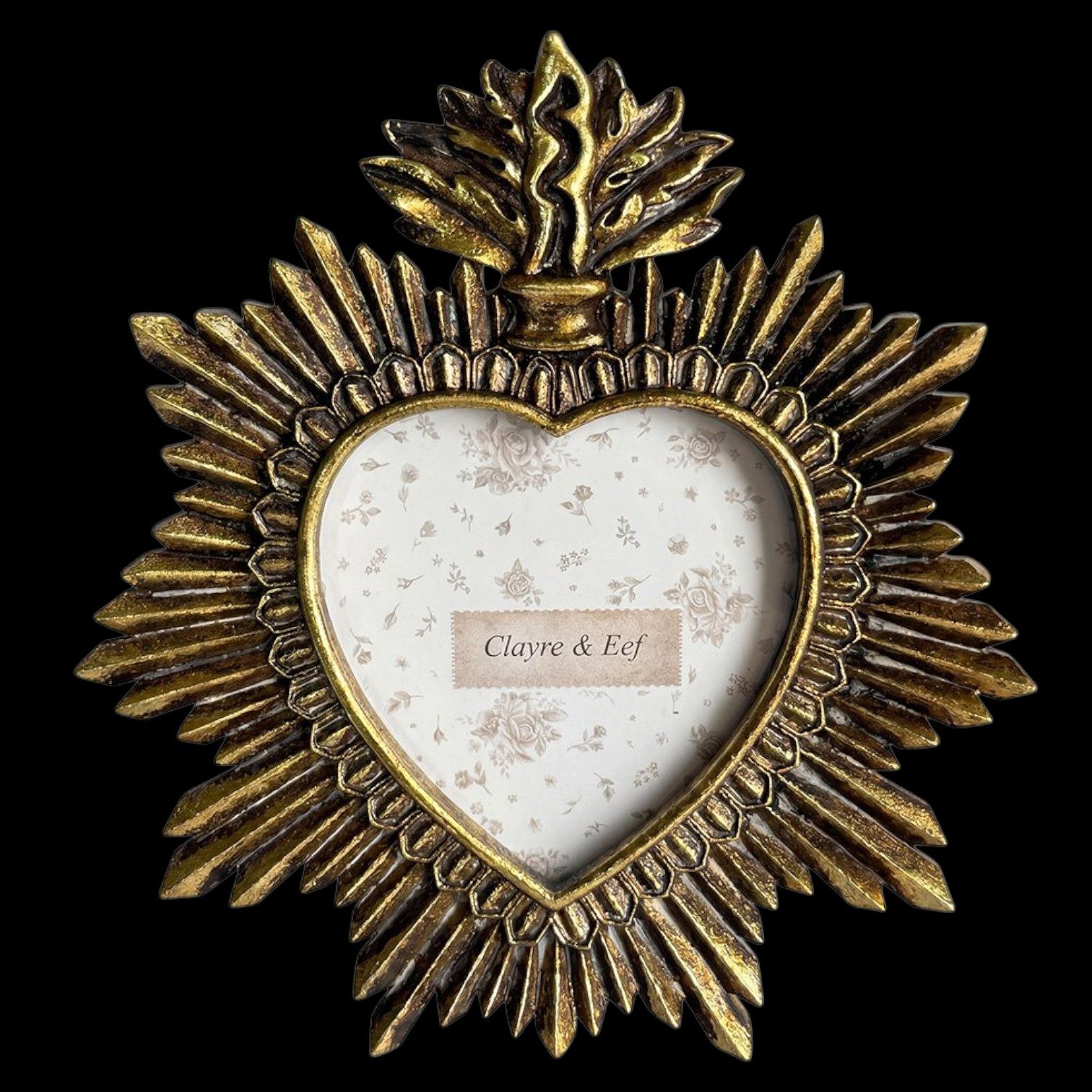 Clayre & Eef Bilderrahmen Kleiner Bilderrahmen Herz Gold Vintage Sacred Heart – Clayre & Eef