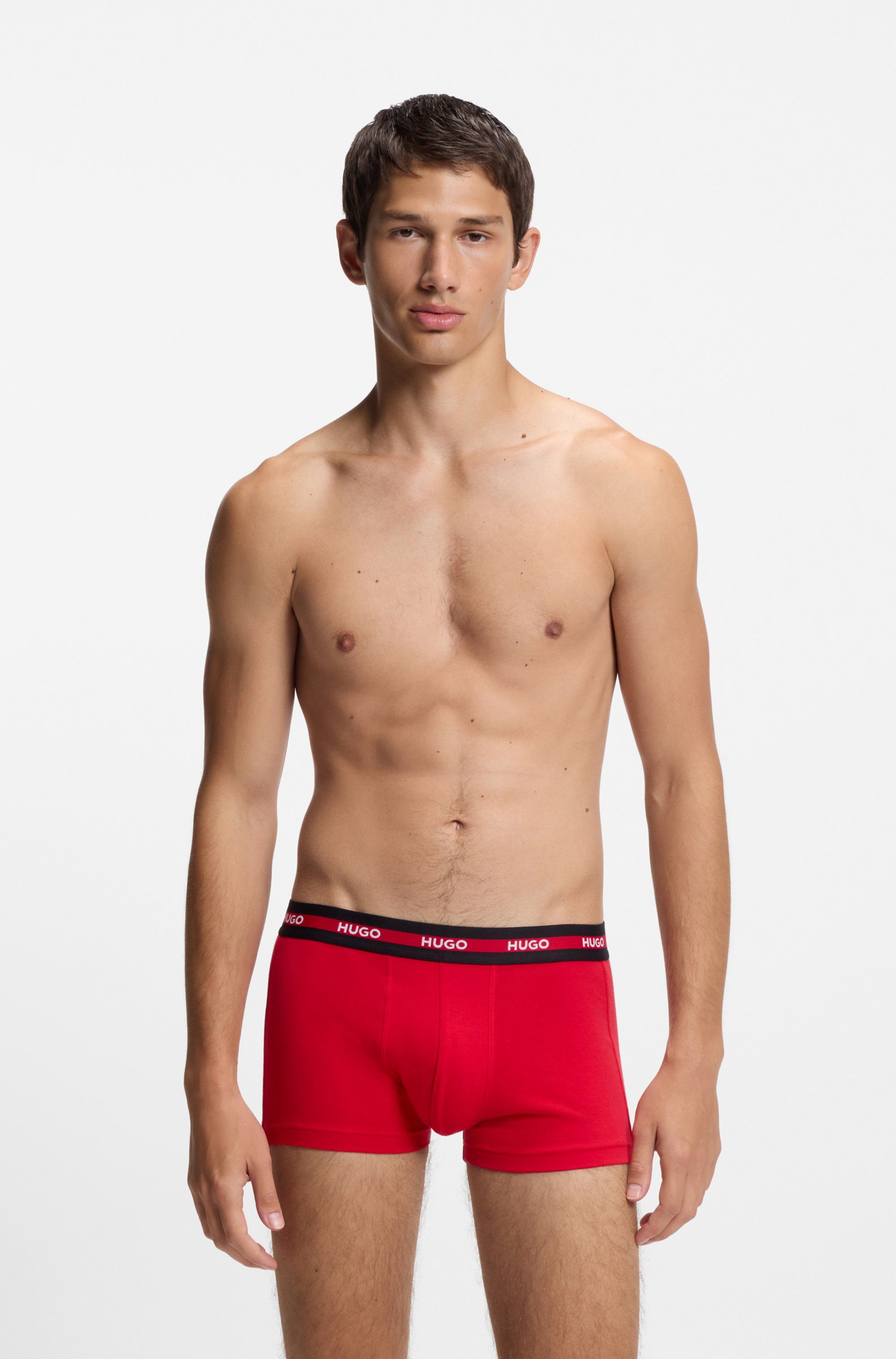 HUGO Trunk (Packung, 3-St) aus Stretch-Baumwolle mit Logo am Bund, körpernah