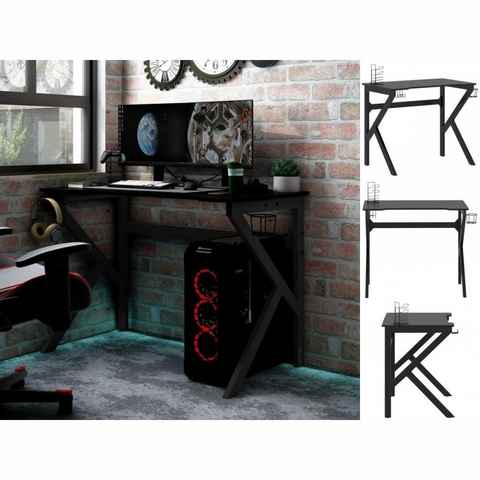 vidaXL Schreibtisch Gaming-Schreibtisch mit K-Gestell Schwarz 90x60x75 cm