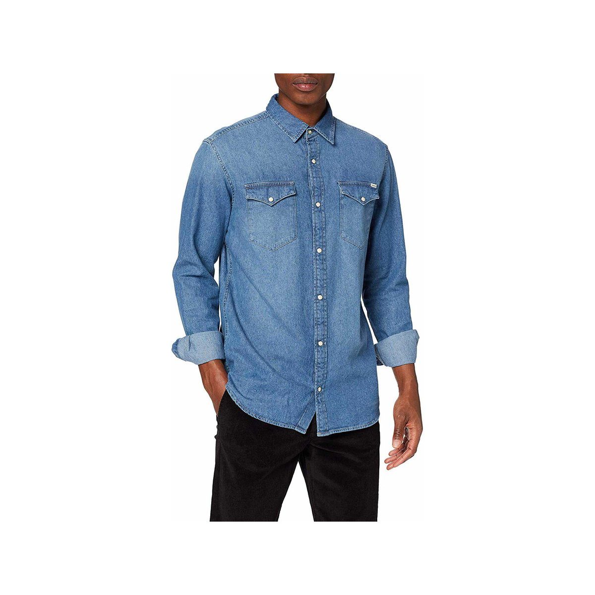 Jack & Jones Kurzarmhemd blau normal (1-tlg., keine Angabe) Medium Blue Denim | 