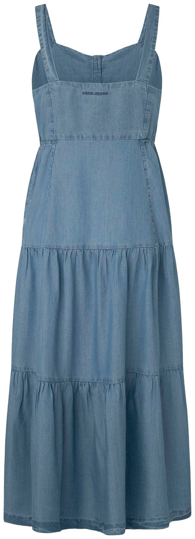 Pepe Jeans Damenkleid „Edith“ – Mit Gekreuzten Trägern, Seitentaschen, Abnehmbarem Bund & Seitenschlitz
