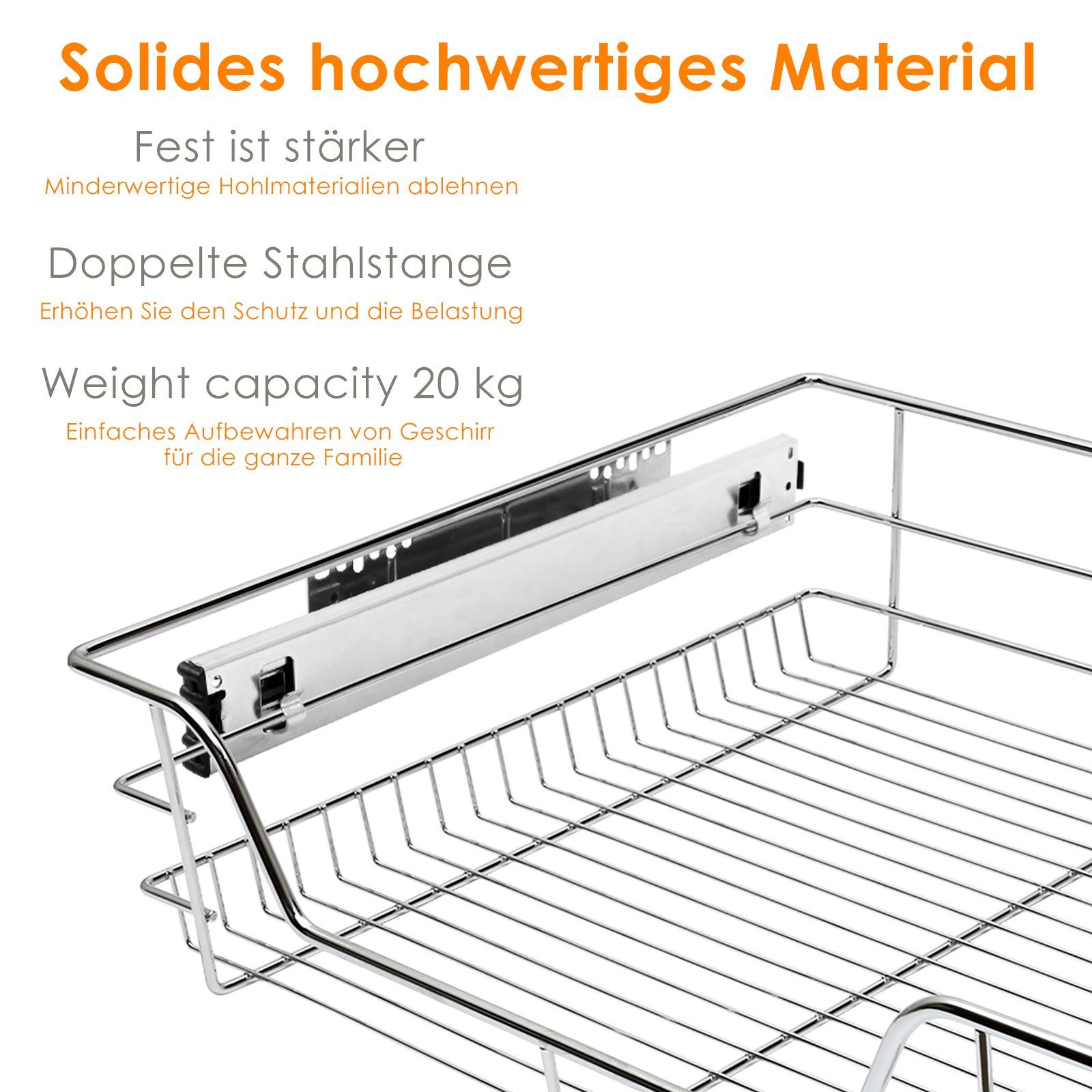 Clanmacy Schublade 2x 40cm Teleskopschublade Schrankauszug Vollauszug Küchenschublade