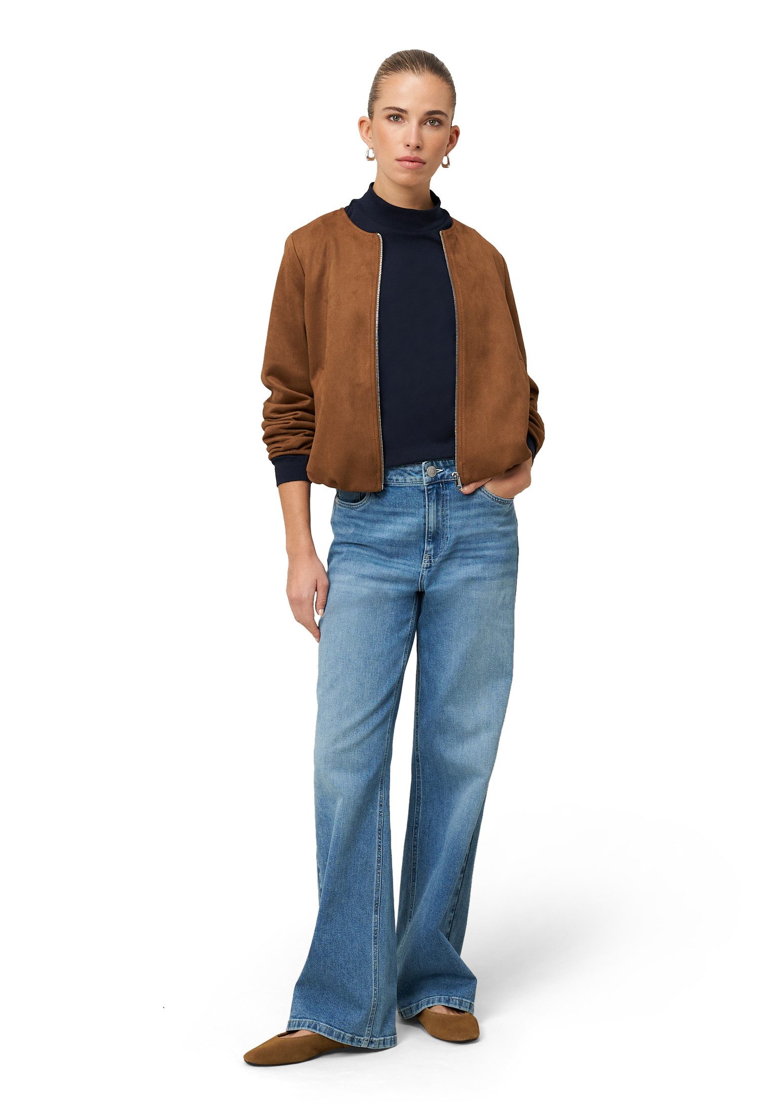 Zero Kurzarmshirt Damen mit Stehkragen (1-tlg) Plain/ohne Details