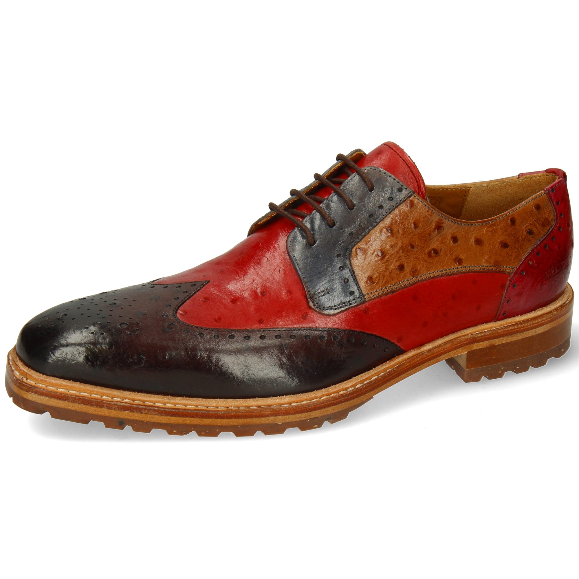 Melvin & Hamilton Jeff 14 Ostrich Mogano Burnt Orange Schnürschuh