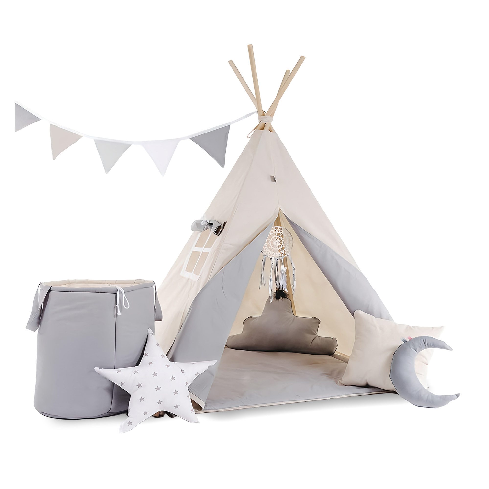 Rainbow Kids Tipi-Zelt Kinderzelt "Grauer Wolf" günstig online kaufen