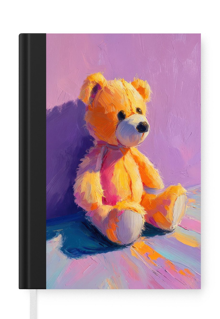 MuchoWow Notizbuch Teddybär - Schatten - Pinselstriche - Lila, Notebook, Notizblock a5, Tagebuch, Journal Liniert