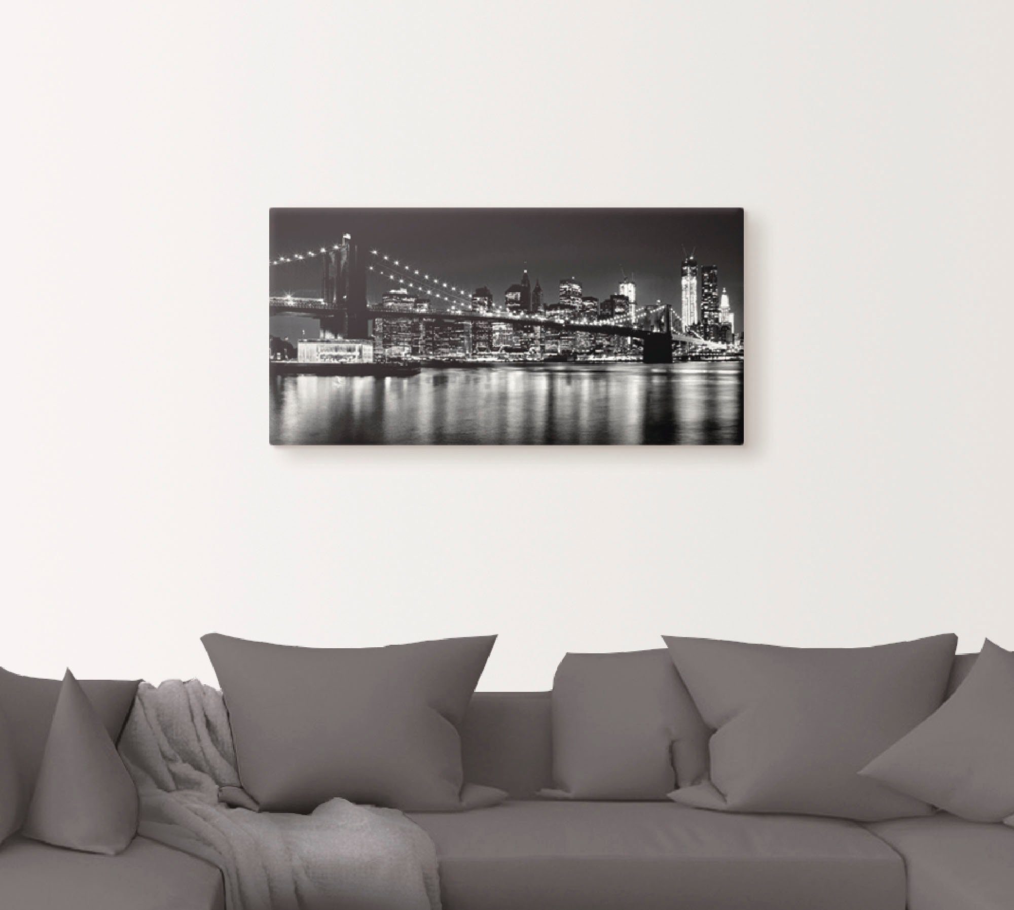 Artland Leinwandbild Nächtliche Skyline Manhattan I, Amerika (1 St), auf Holzrahmen gespannt