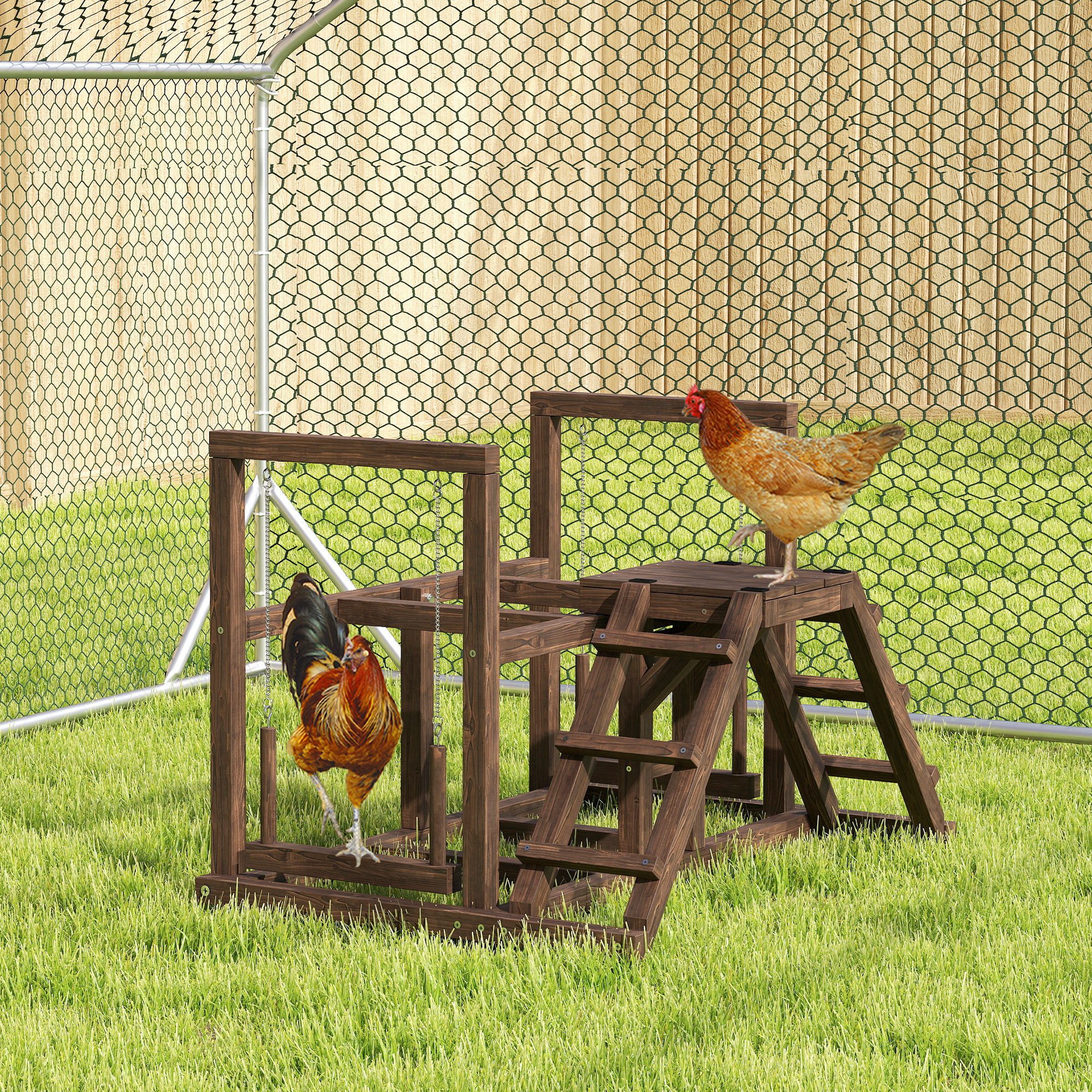 PawHut Hühnerstall Hühner-Aktivitätsspielset mit Hühnerstangen, Schaukel, günstig online kaufen
