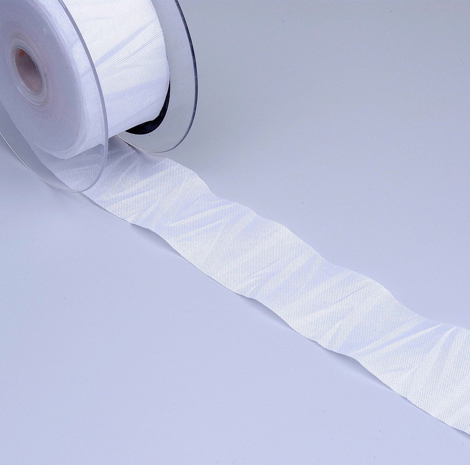 Deko AS Dekoband Dekoband Plissee – weiß – 40mm, 20m / Rolle, Crinkle-Effekt