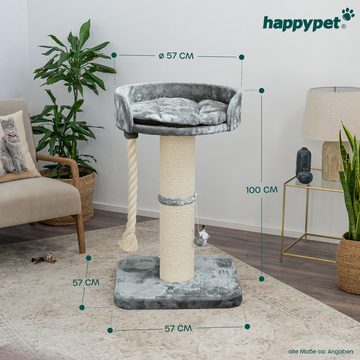 Happypet Kratzbaum BALU, Kratzbaum 'Balu', Robustes Natursisal, Dicke Stämme 18 cm, 100 cm hoch