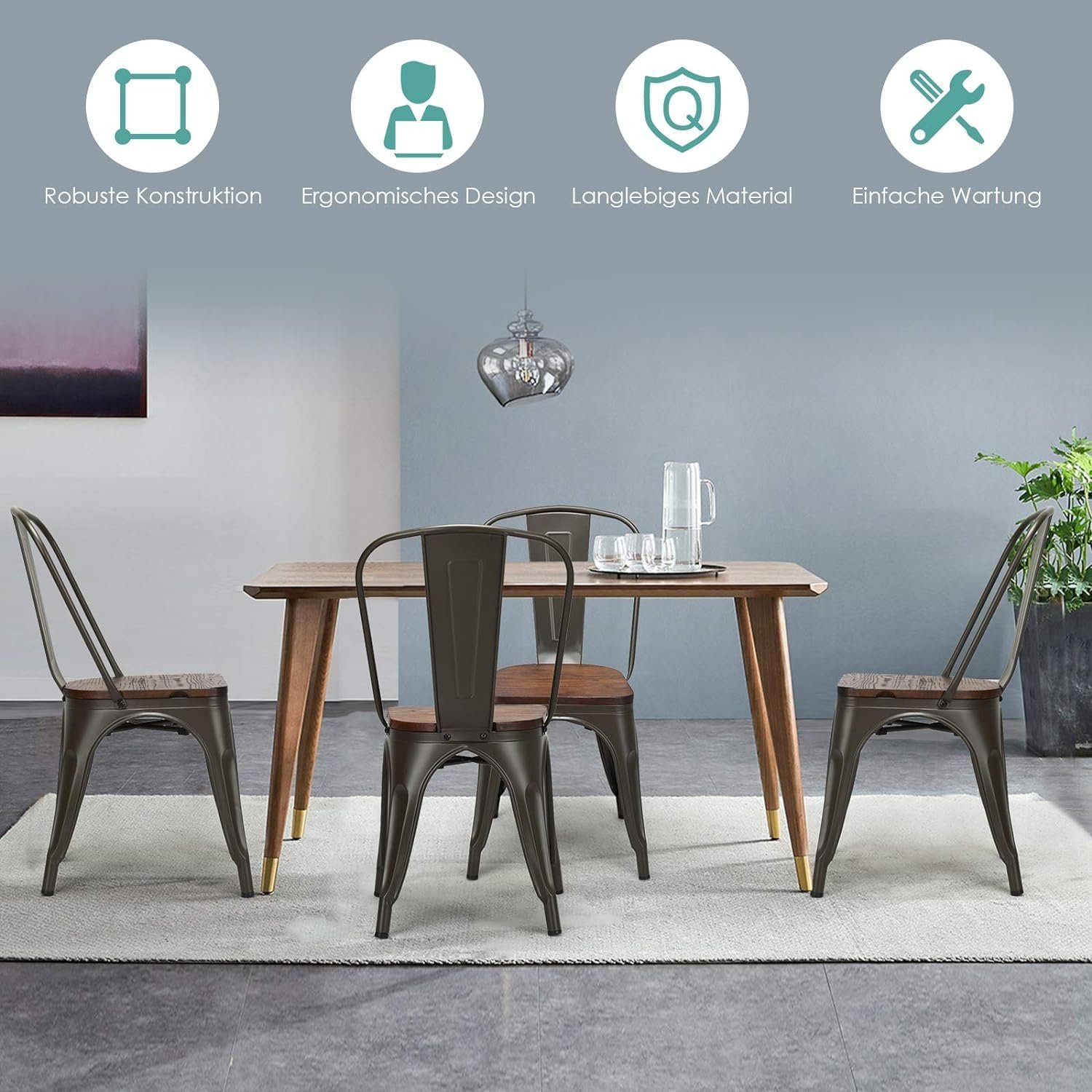 KOMFOTTEU Esszimmerstuhl Bistrostuhl (Set, 4 St), günstig online kaufen