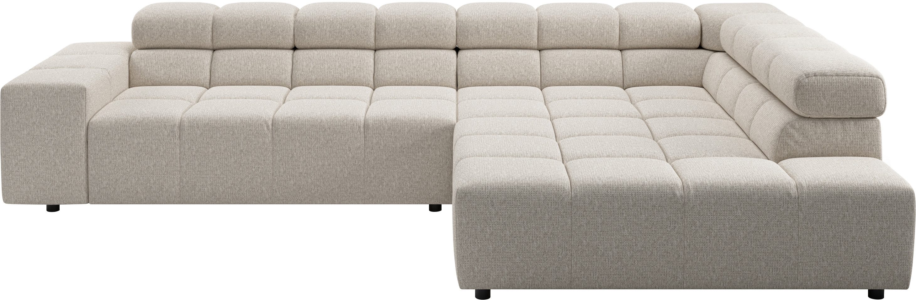 Home affaire Ecksofa Ancona, Ecksofa, incl. Kopfteilverstellung, Breite 319 cm, L-Form, wahlweise elektrische Sitztiefenverstellung