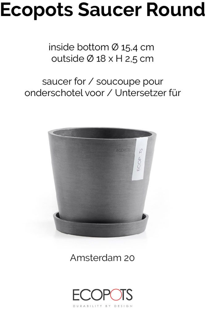 ECOPOTS Blumentopfuntersetzer ROUND SAUCER Grey, BxTxH: 18x18x2,5 cm günstig online kaufen