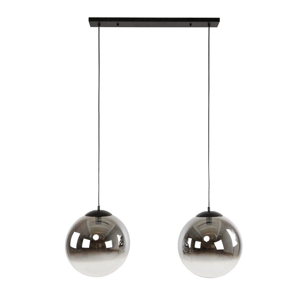 famlights Pendelleuchte famlights, Pendelleuchte Bruce in Schwarz-transparent E27 2-flammig