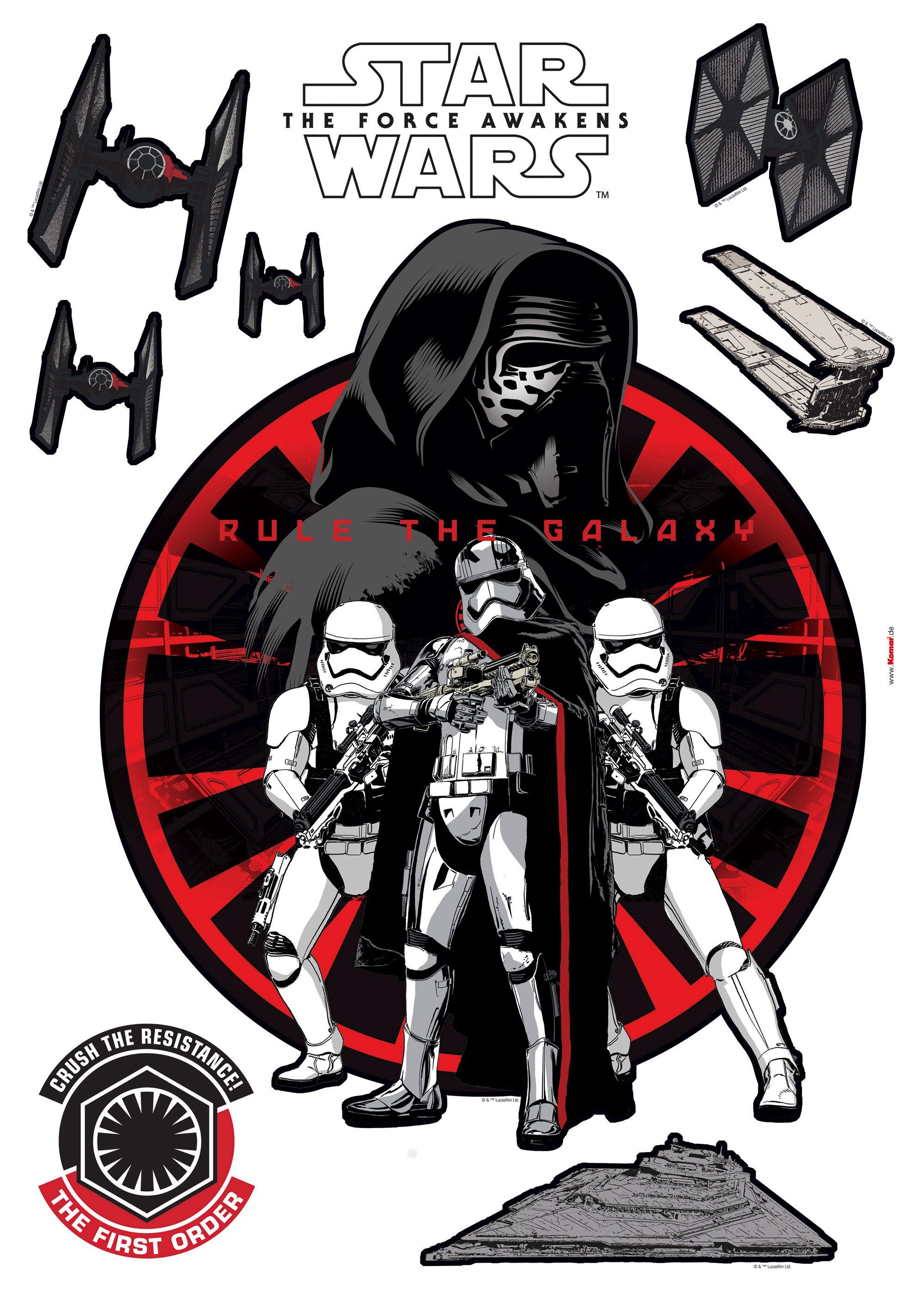 Komar Wandtattoo Star Wars First Order - Größe 50 x 70 cm (9 St), selbstklebend, Wandsticker, Kinderzimmer