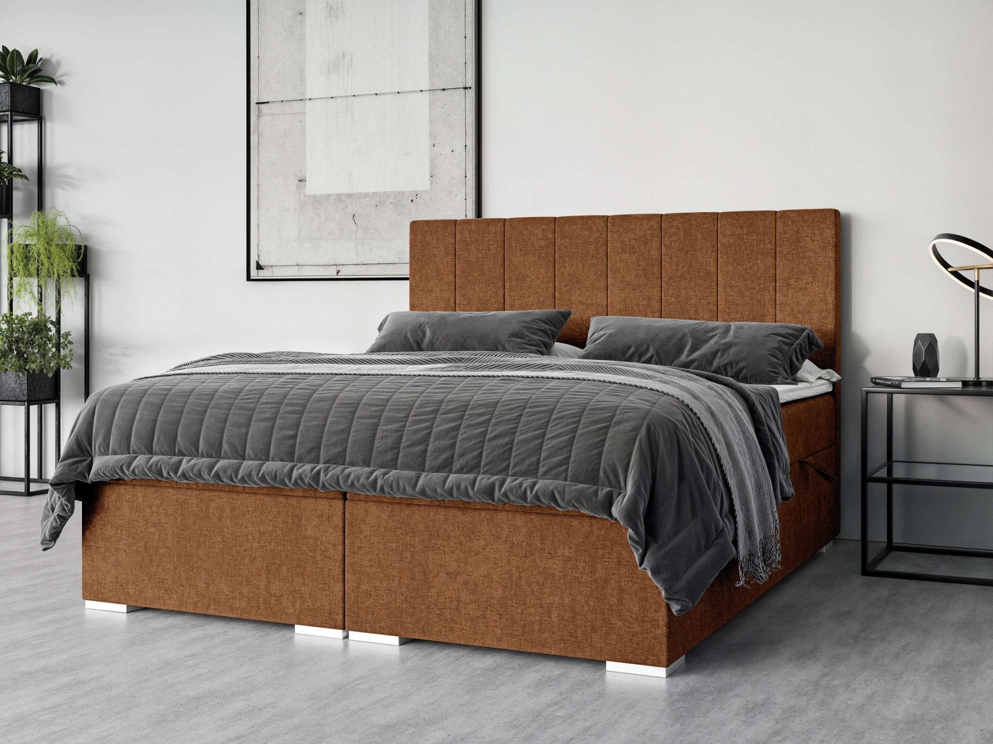 Home affaire Bett Ginoro mit Matratze und Topper, in 3 Breiten (140, 160 und 180 cm), Boxspringbett mit Kopfteil, Bettkasten, Matratze (BFK/TFK) und Topper