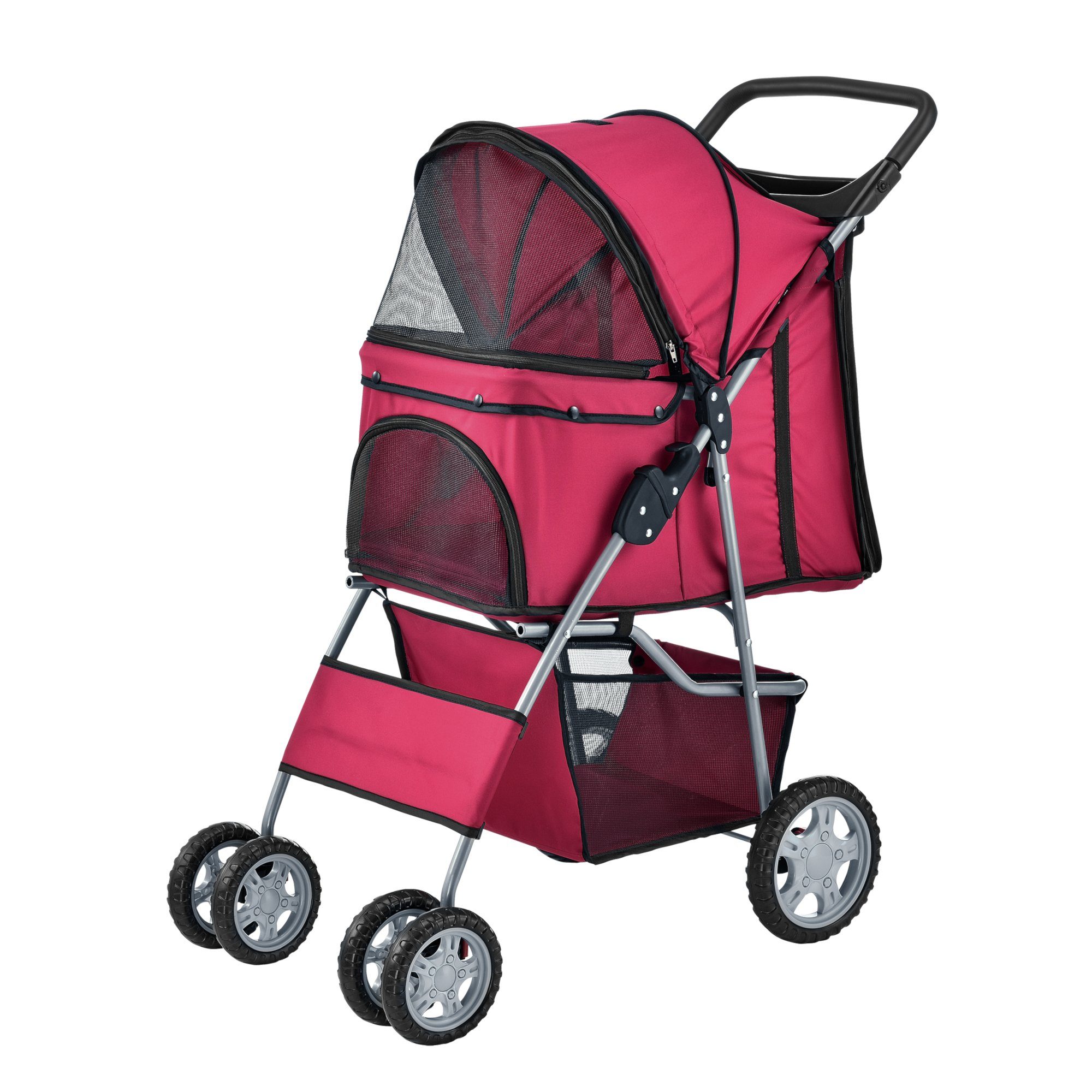 pro.tec Tiertransporttasche bis 15 kg, Hundewagen »Niceville« Pet Stroller Regenschutz Roadster Rot