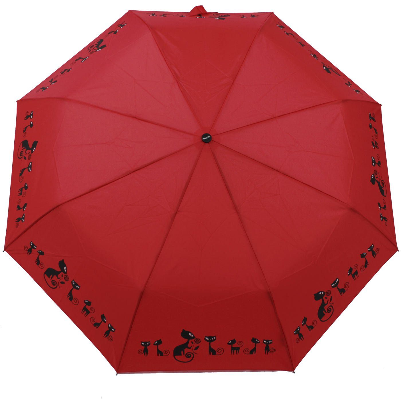 doppler® Taschenregenschirm Damen Auf-Zu-Automatik Magic Fiber - Cats, für Katzen-Liebhaber - elegant, stabil und praktisch