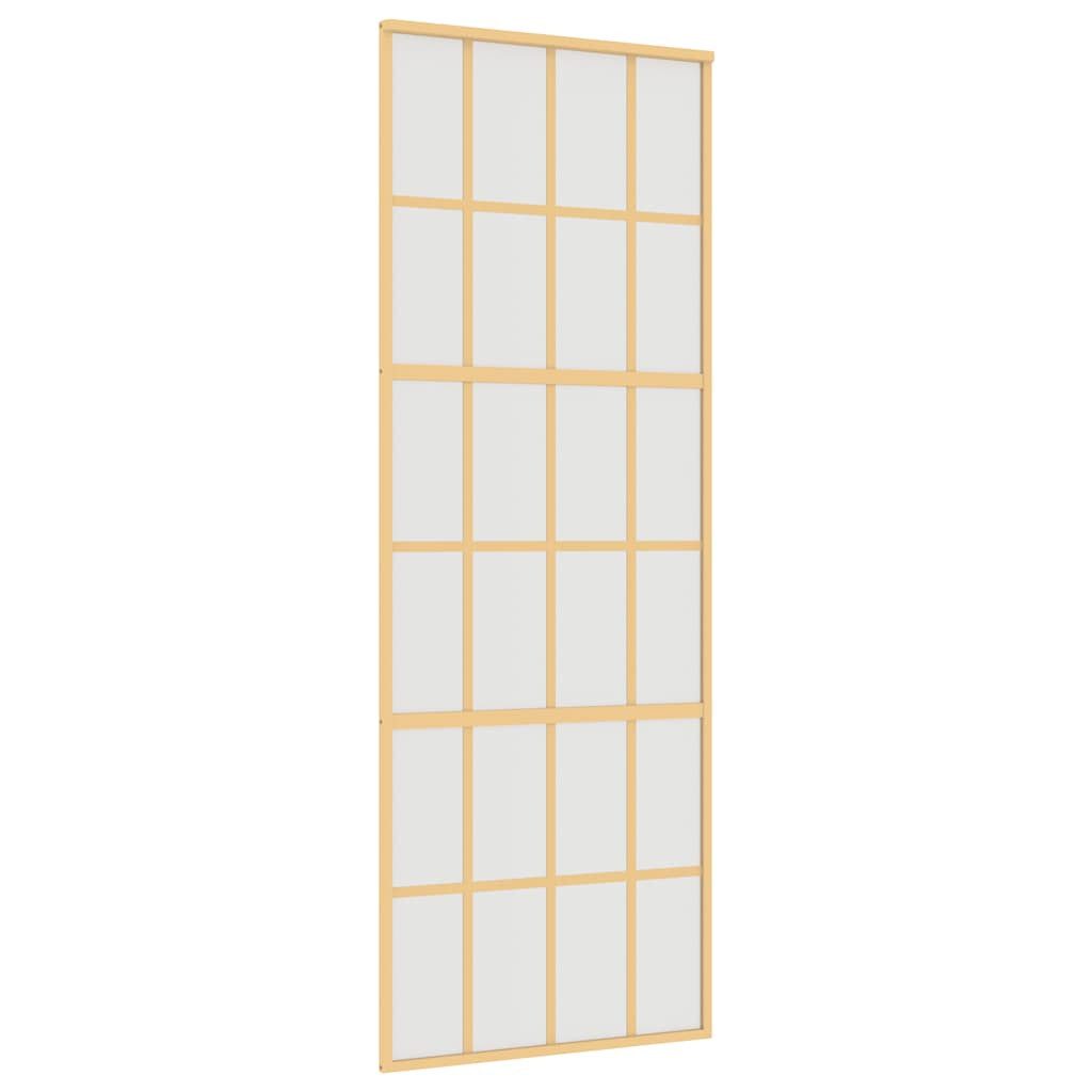 vidaXL Haustür Schiebetür Golden 76x205 cm Matt ESG-Glas und Aluminium (1-St)