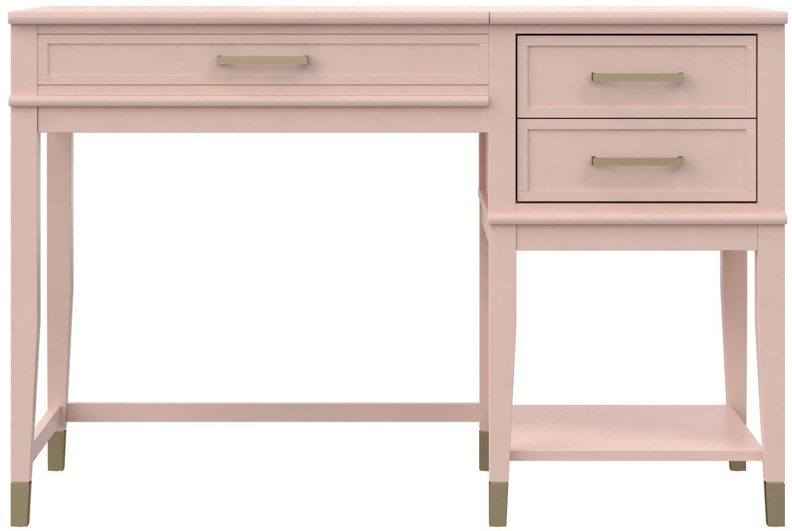 Dorel Home Schreibtisch Westerleigh (1-St), höhenverstellbar, mit 2 Schublade, Beine Massivholz, Griffe aus Metall