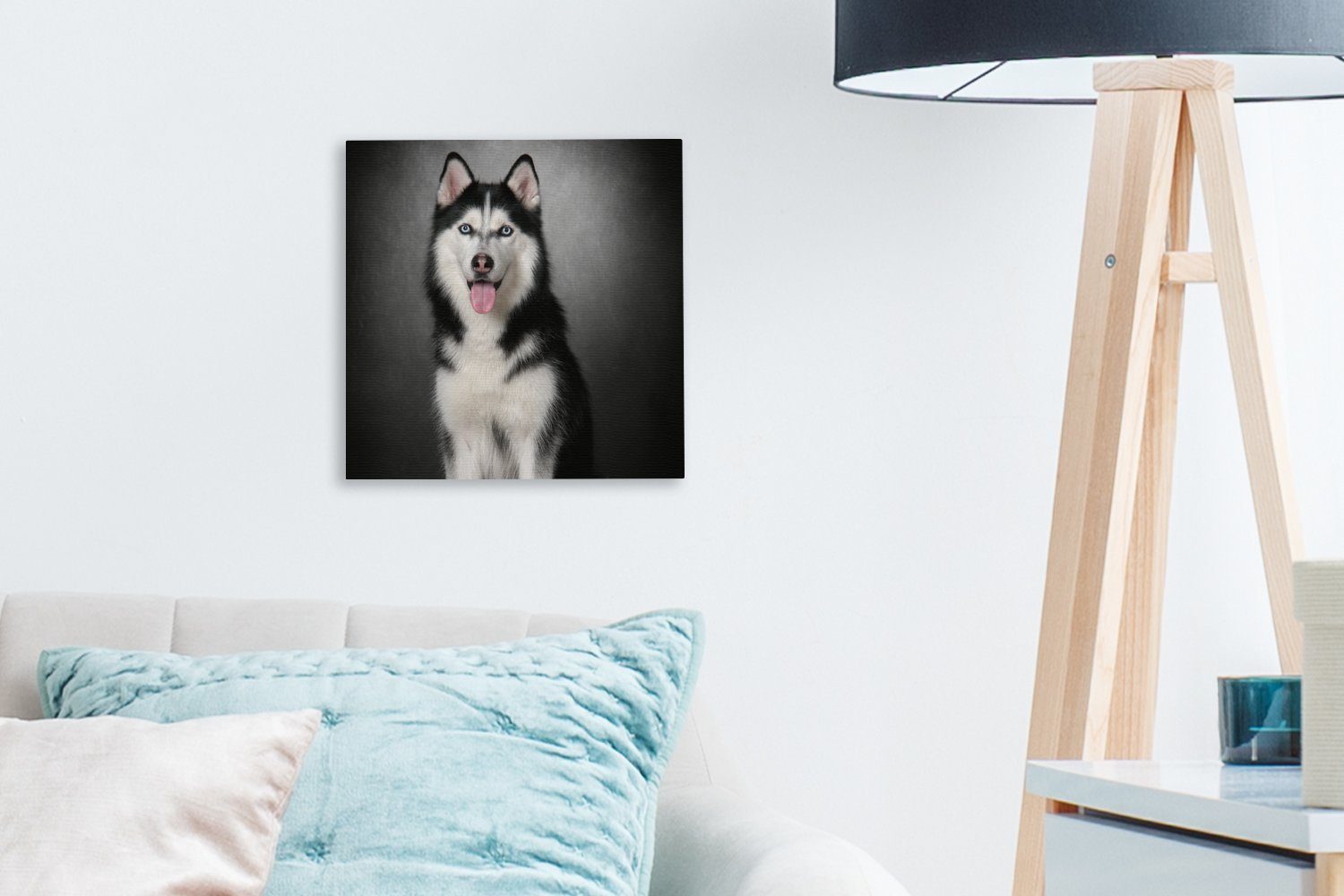 St), (1 Schlafzimmer Leinwandbild OneMillionCanvasses® Sibirischer Leinwand für Bilder Husky, Wohnzimmer