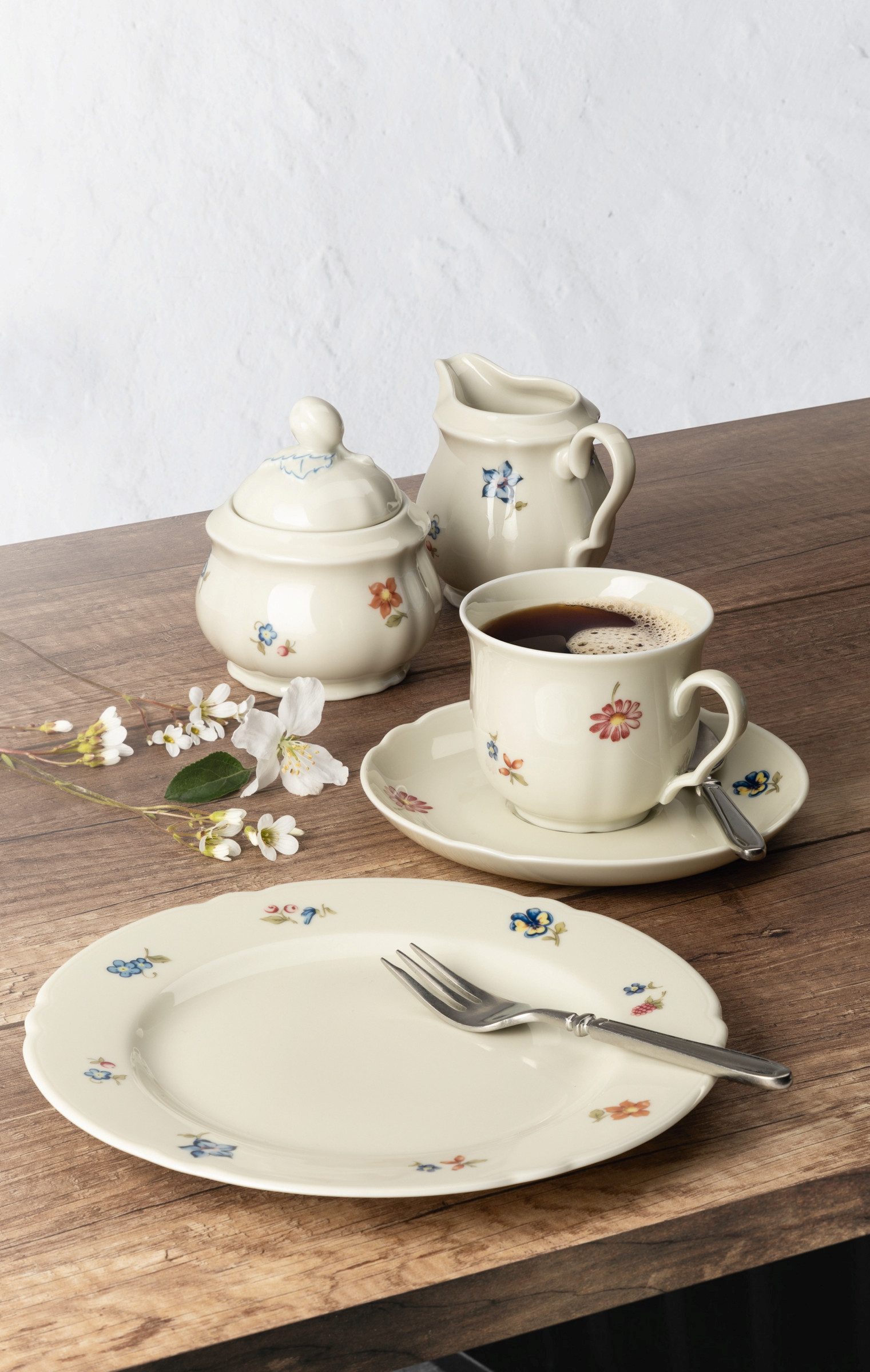 Seltmann Weiden Kaffeeservice Geschirr-Set, Service Marieluise (20-tlg), 6 Personen, Porzellan, Geschirr, Geschirr-Set, Made in Germany, 20 Teile, für 6 Personen