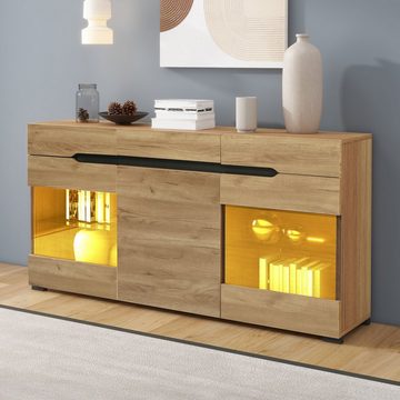 HAUSS SPLOE Sideboard Schubladenkommode, Sideboard Highboard Kommode (Möbel 3 Türen 3 Schubladen Moderne Kommode), mit viel Stauraum für Ihren Wohnbereich