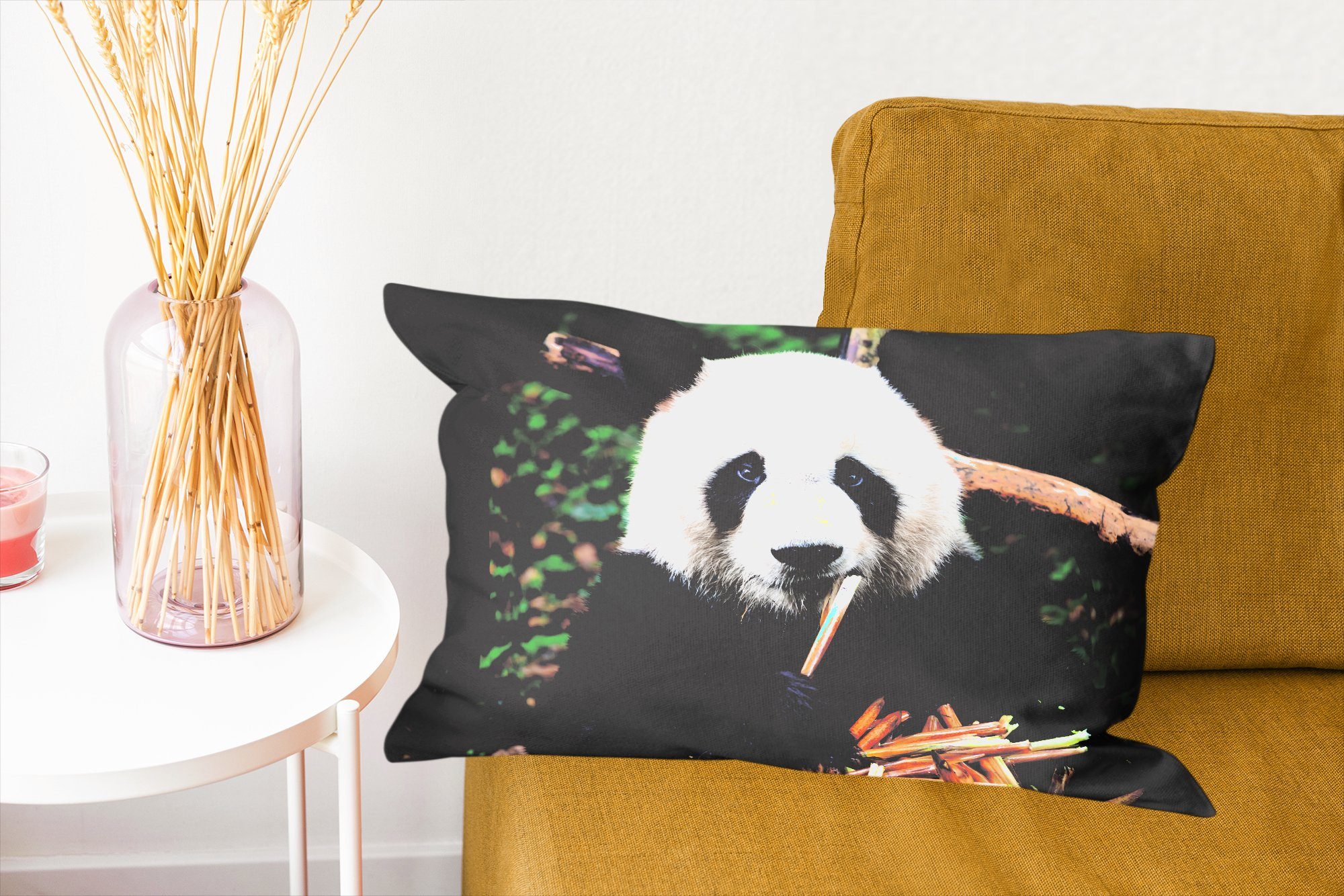 MuchoWow Dekokissen Panda Bambus - Schlafzimmer Wohzimmer Dekoration, Natur, Zierkissen, Füllung, mit Dekokissen 