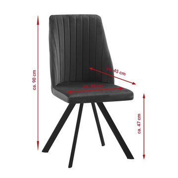 TRISENS Polsterstuhl Penelopa (1, 2, 3 oder 4 Stühle, 1 St), Essstuhl mit stabilem Metallgestell Küchenstuhl in edler Velvetoptik