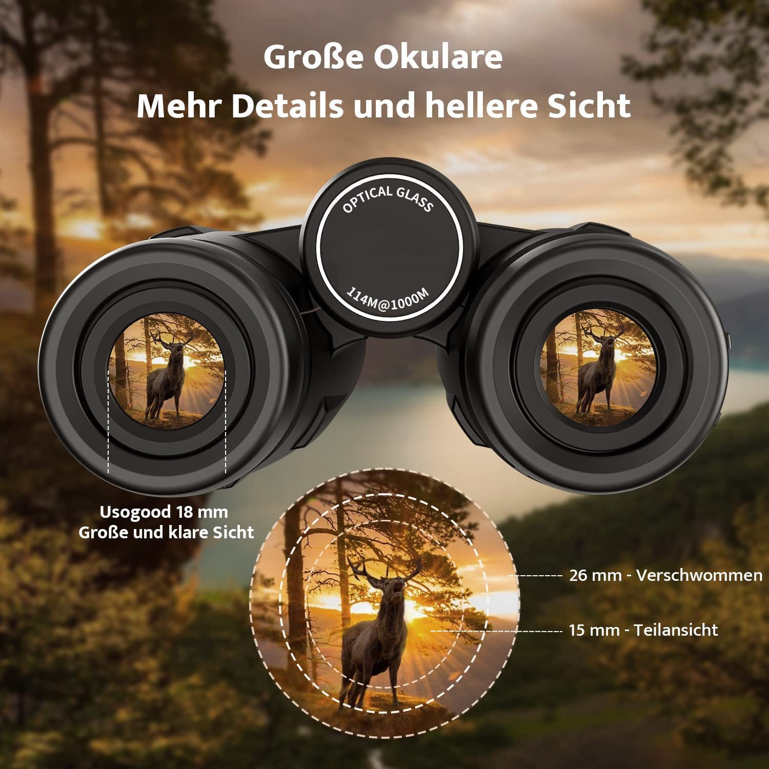 TWUFY Fernglas 12x42 HD Kompakte Ferngläser wasserdicht für Jagd, Wandern Fernglas (Outdoor Sportspiele Vogelbeobachtung Reisen Jagd Konzerte)