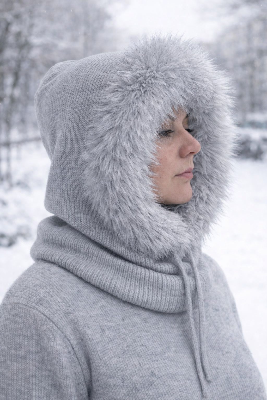 soma Modeschal Kapuzenschal Damen&Herren mit Kunstfell Winter Schal Kapuze grau, (Set, 1-St. Schal mit Mütze), Kapuzenkragen mit Bindeband Weich gefüttert,winddicht Schal mit Kapuze