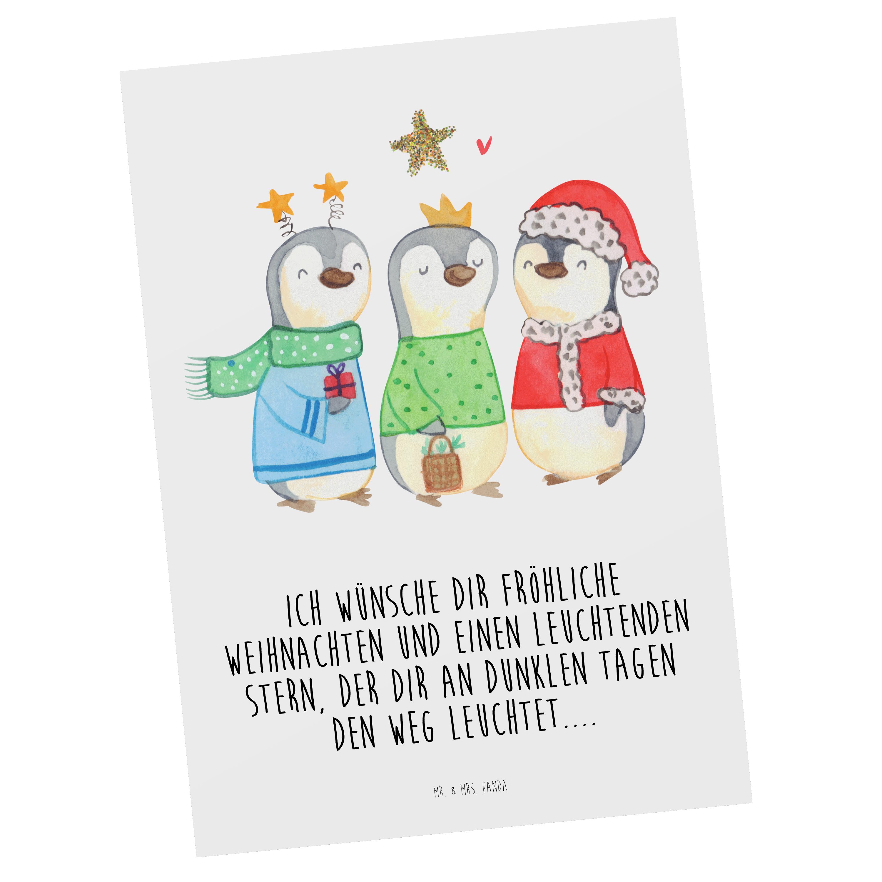Mr. & Mrs. Panda Postkarte Winterzeit Heilige drei Könige - Weiß - Geschenk, Dankeskarte, Weihna