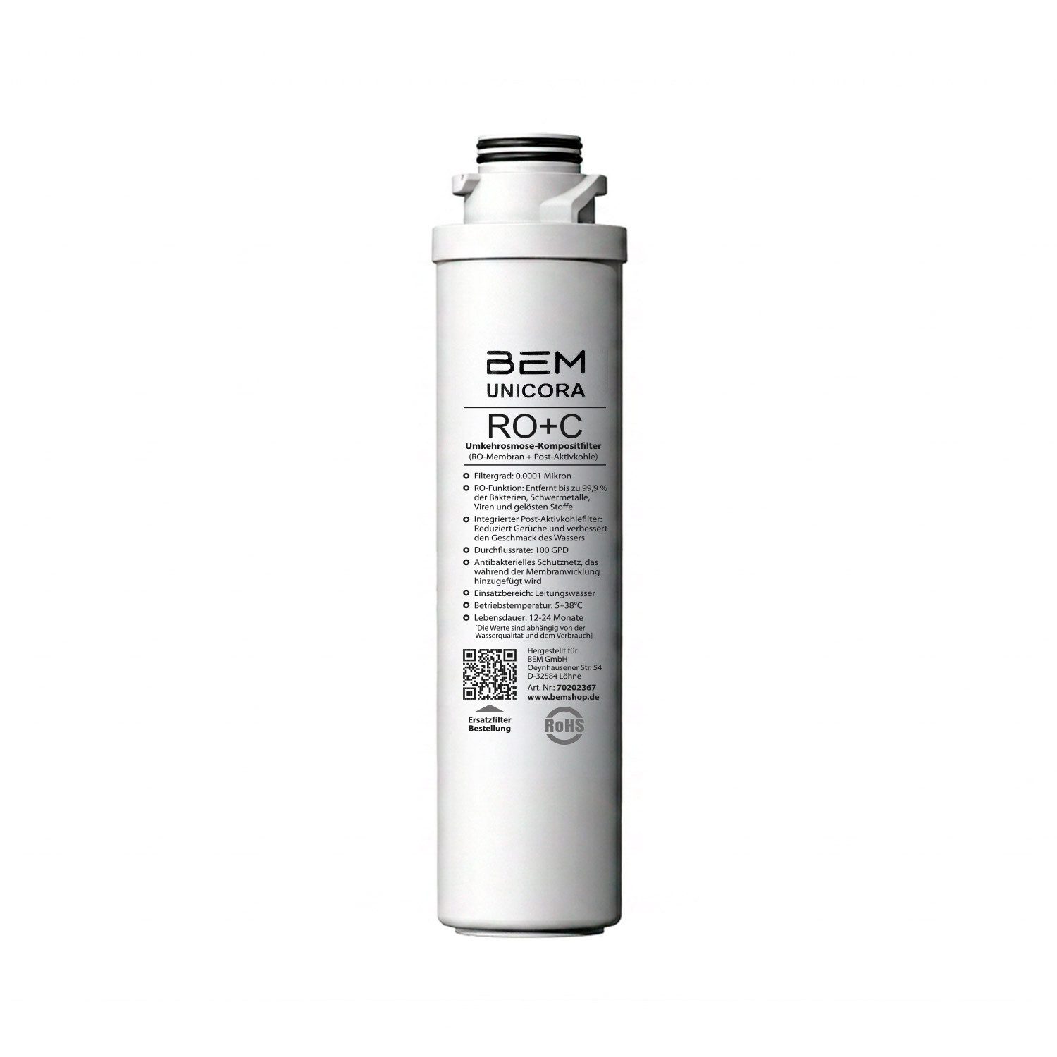 BEM Ersatzfilter RO+C für Wasserfilter BEM Unicora, Zubehör für BEM Unicora