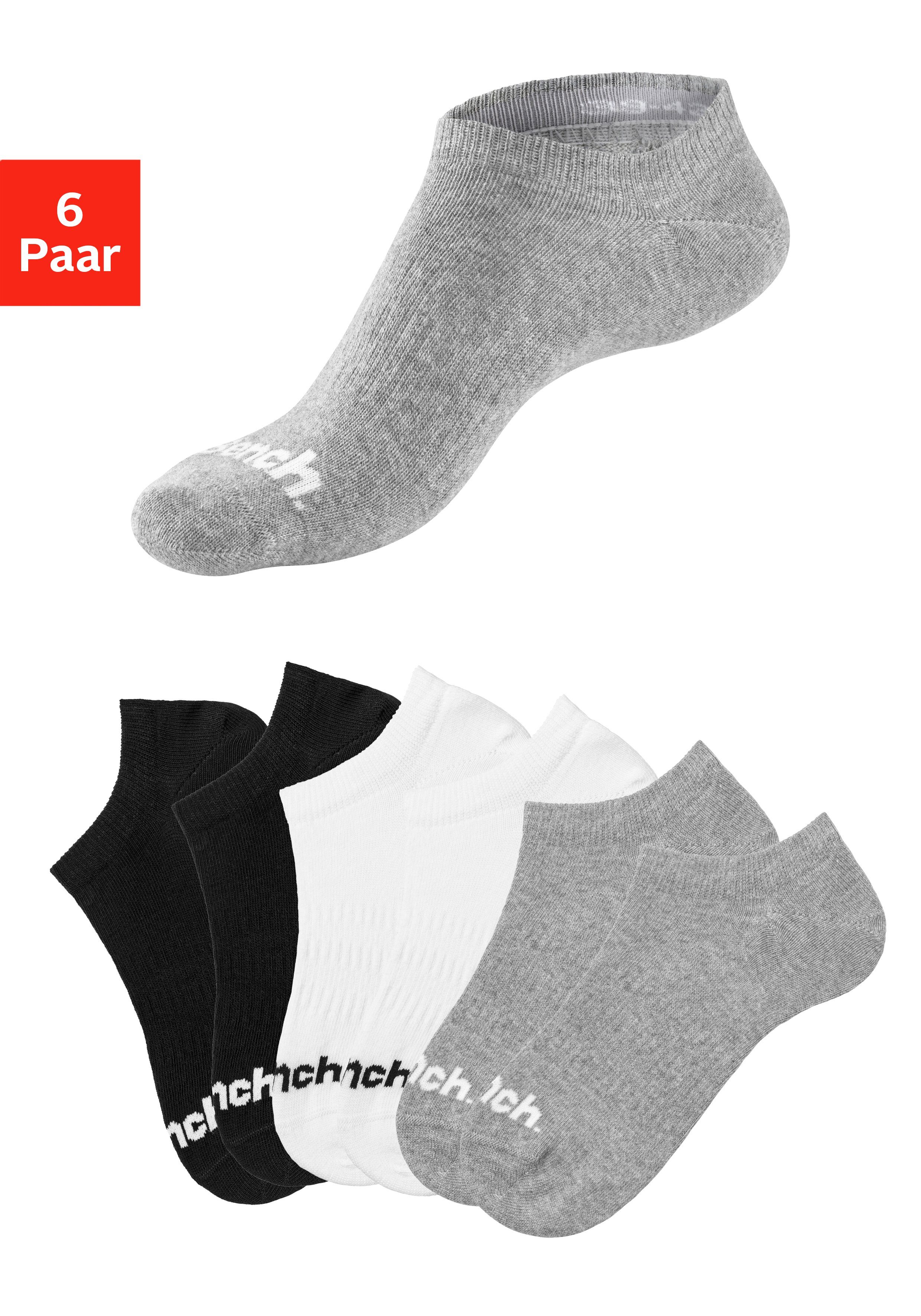 grau-meliert im 2x schwarz, (Set, 2x Sneakersocken weiß, 6-Paar) Sportsocken verschwinden 2x Schuh Bench.