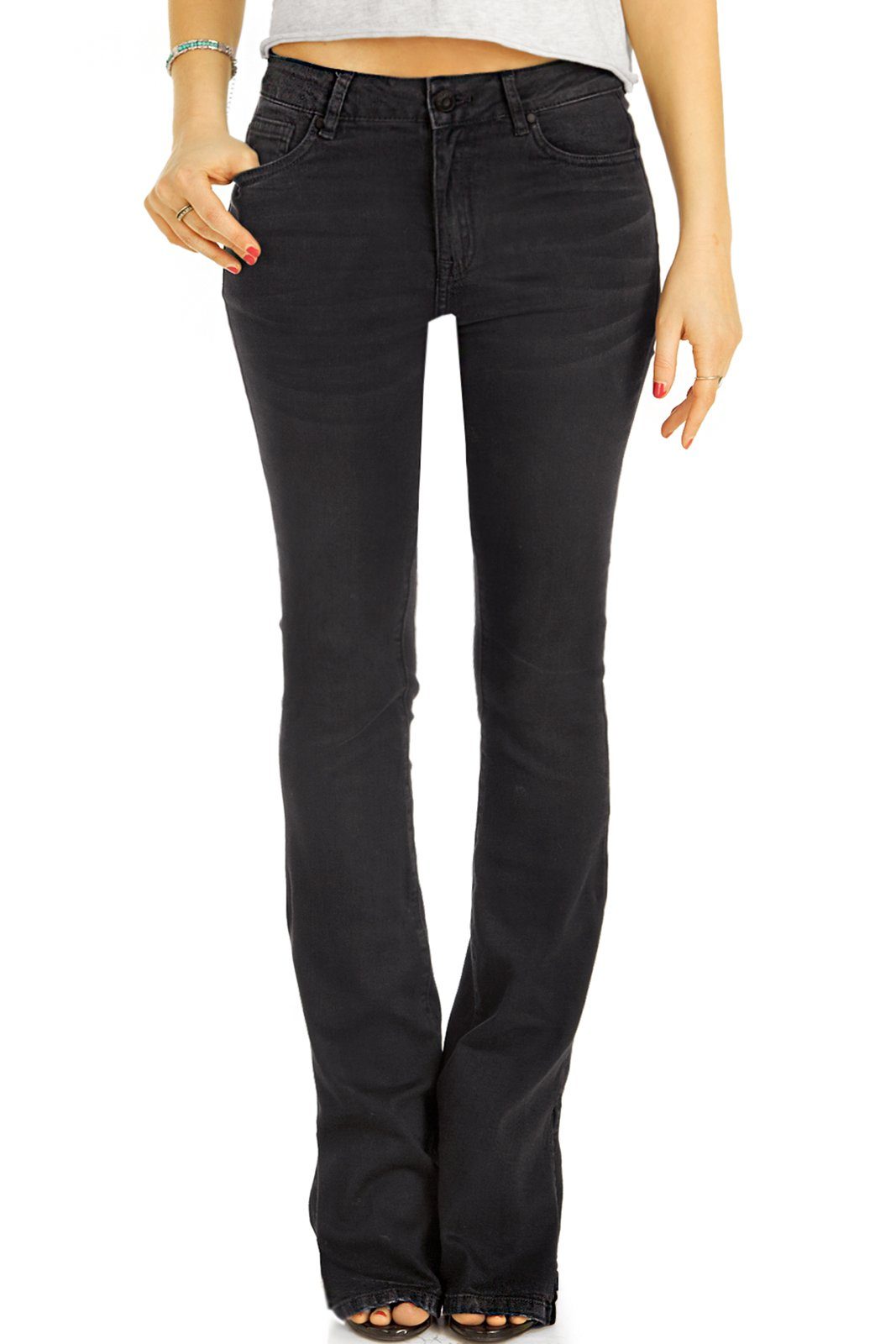 be styled Bootcut-Jeans Bootcut Jeans mid waist mit cut out Hose - Damen - j27r mit Stretch-Anteil, 5-Pocket-Style