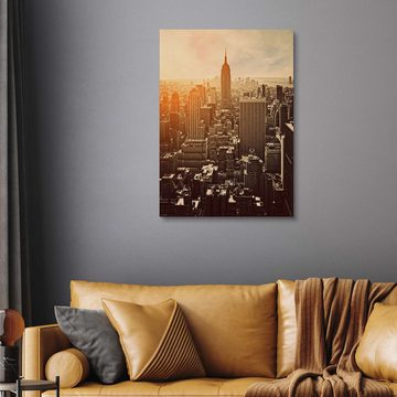 Posterlounge Holzbild Editors Choice, Sonnenuntergang in Manhattan, New York, Wohnzimmer Fotografie